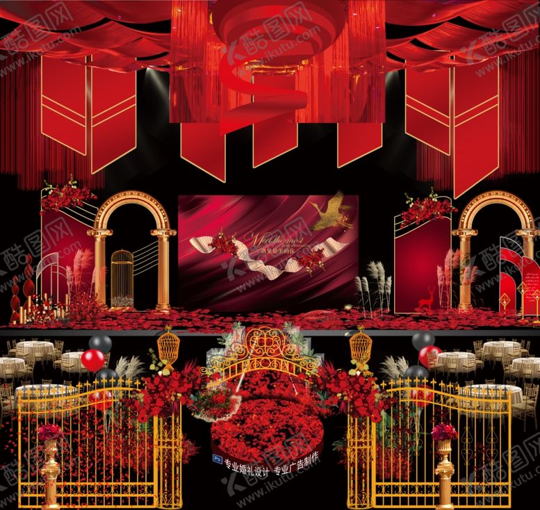 编号：97565610310654309968【酷图网】源文件下载-红色婚礼