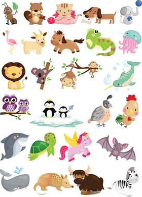 多样卡通动物集合