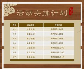 社区志愿服务活动安排计划表
