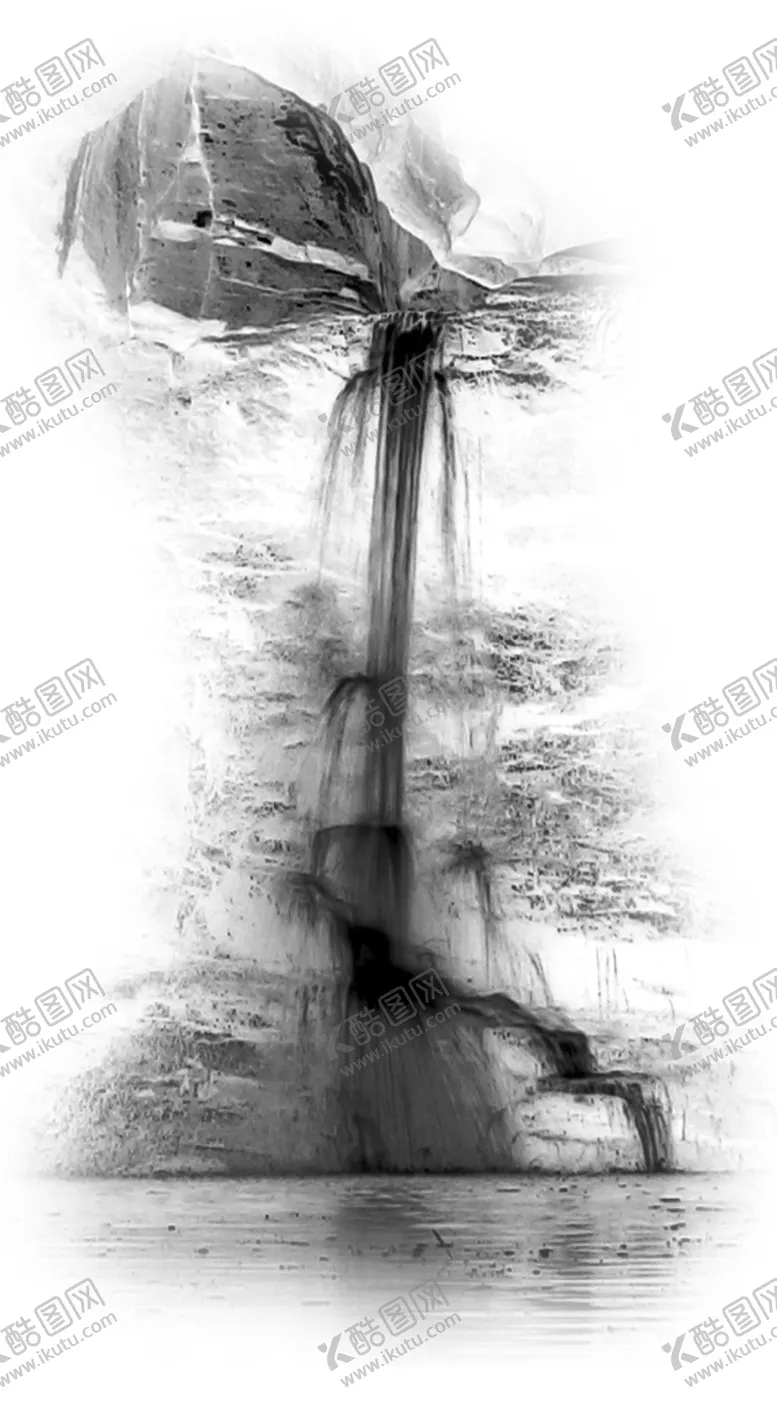 编号：23526609131846001719【酷图网】源文件下载-水墨瀑布