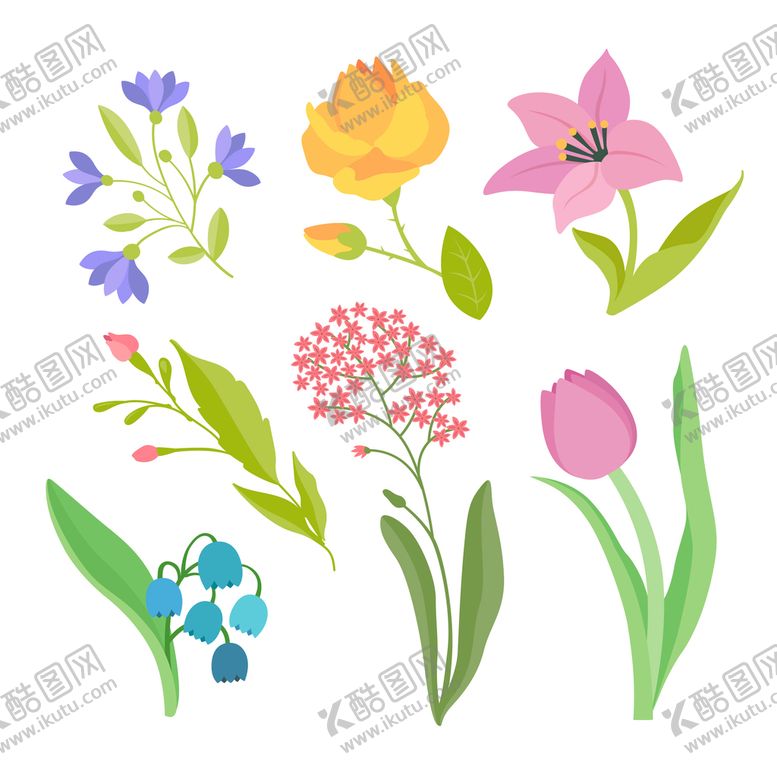 编号：93647509180632228503【酷图网】源文件下载-各种花朵手绘