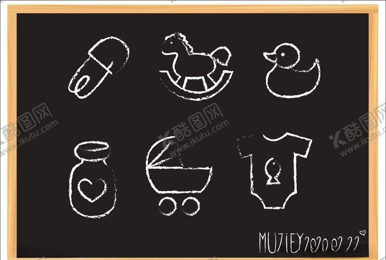 编号：92024810281341414160【酷图网】源文件下载-6款入婴儿玩具黑板画
