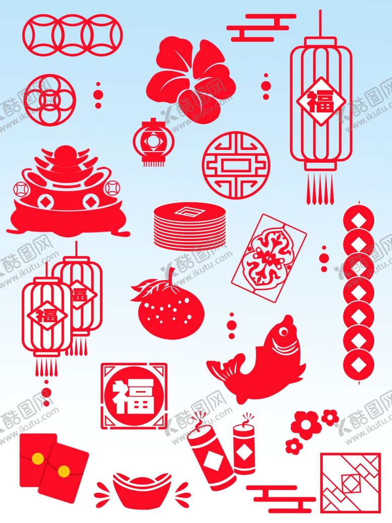 编号：28514804082028156038【酷图网】源文件下载-喜庆中国风春节元素集合
