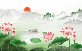山水画高清图片墨泼墨