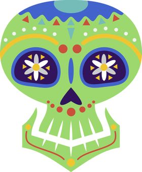印花彩色骷髅插图亡灵节卡通卡通