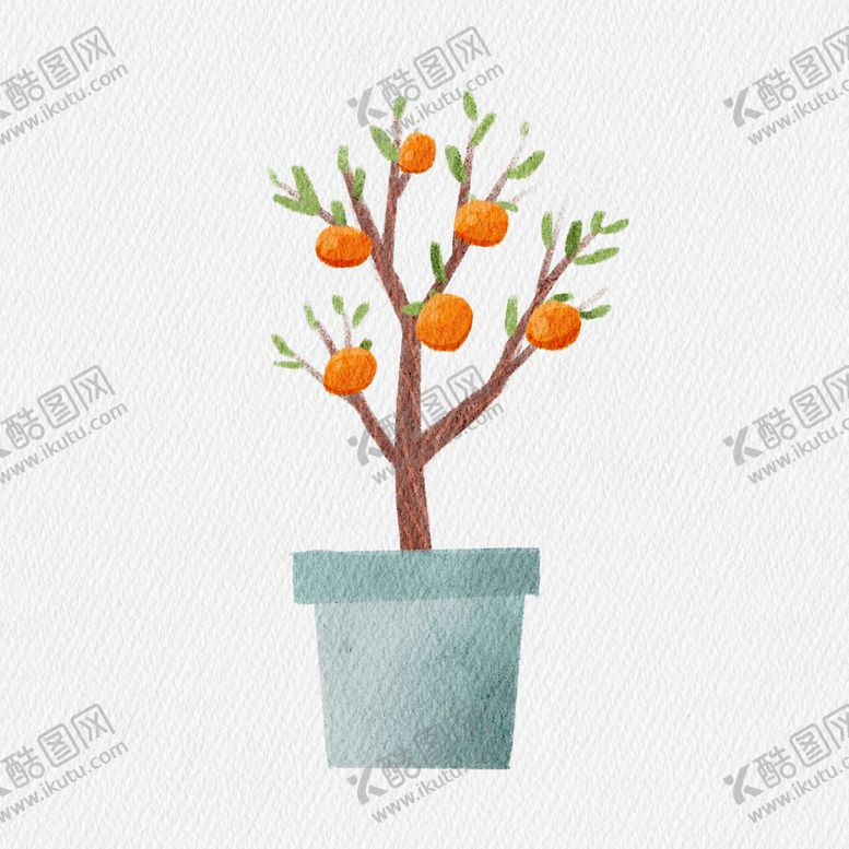 编号：65703911172226281772【酷图网】源文件下载-卡通水彩橘子树元素