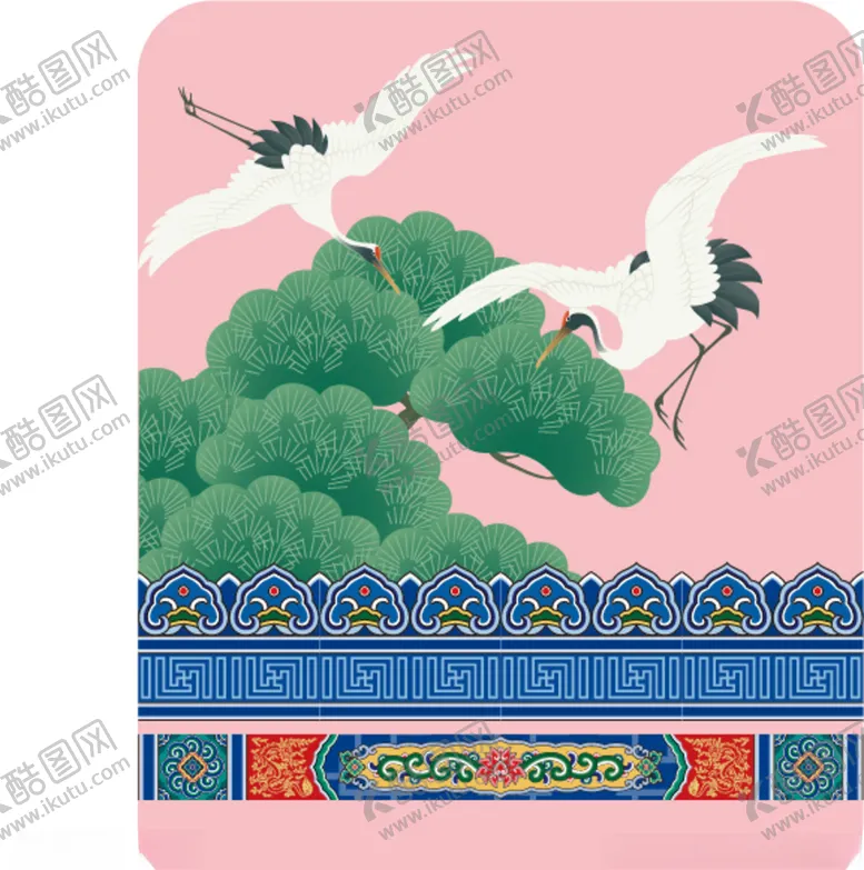 编号：97874006281950181352【酷图网】源文件下载-宫墙苍松仙鹤来栖