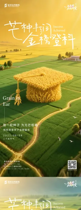 高考芒种麦穗插画海报