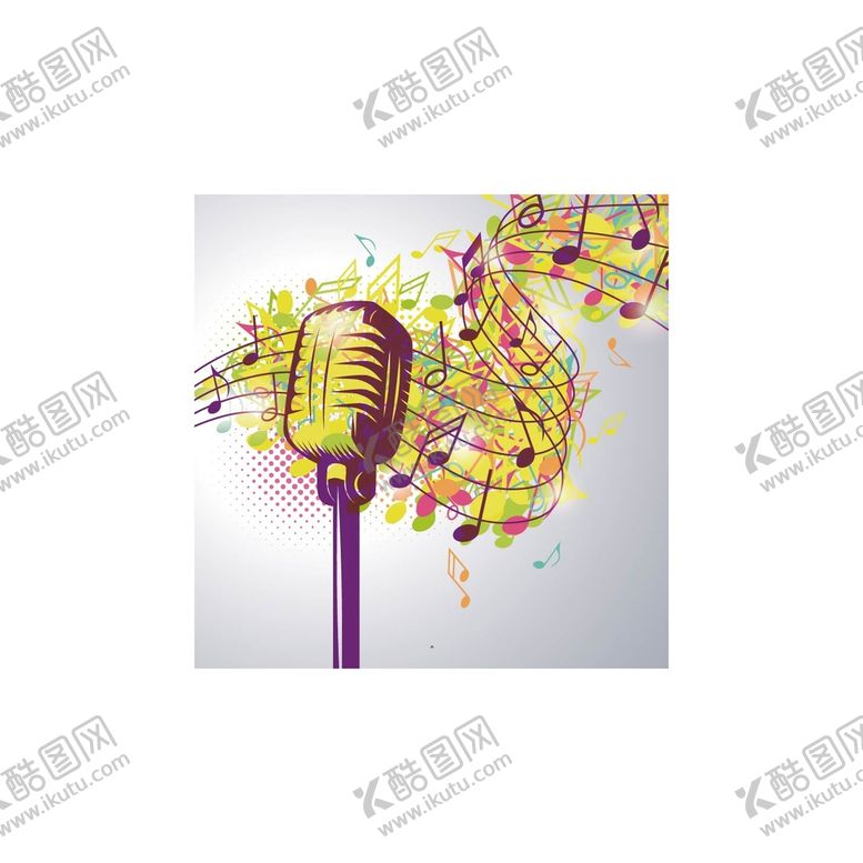 编号：08675909220640586420【酷图网】源文件下载-时尚麦克风和五线谱矢量图