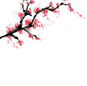 中国风水墨花卉PNG免扣
