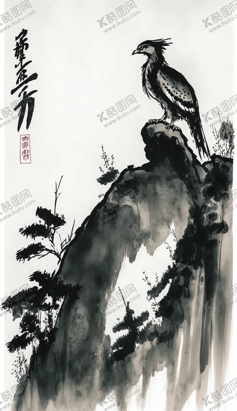 编号：94945310251903197435【酷图网】源文件下载-国画山鹰图