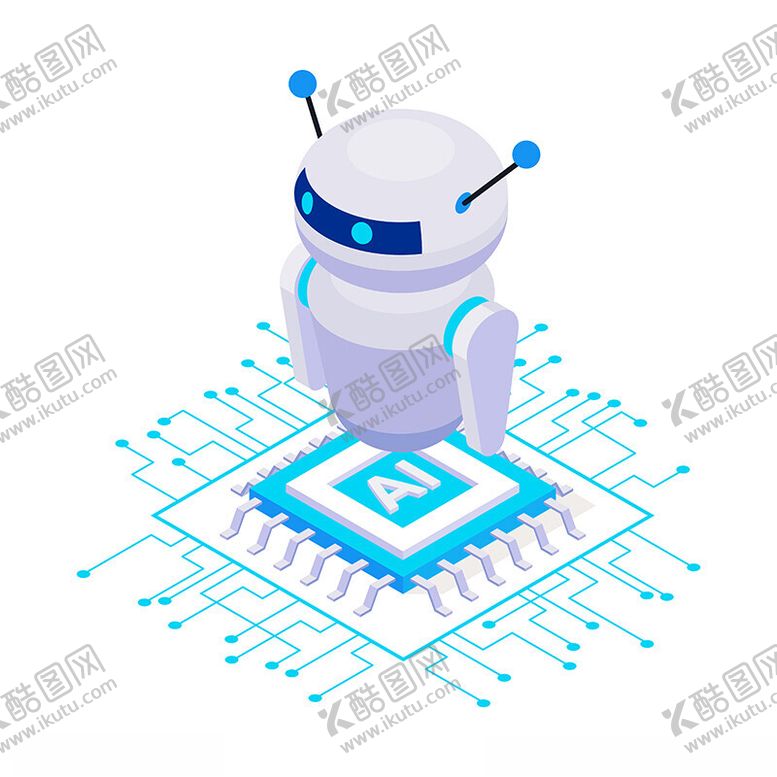 编号：18480501300742275937【酷图网】源文件下载-可爱人工智能电路AI机器人