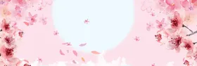 手绘桃花插画海报图片粉色展板浪漫赏