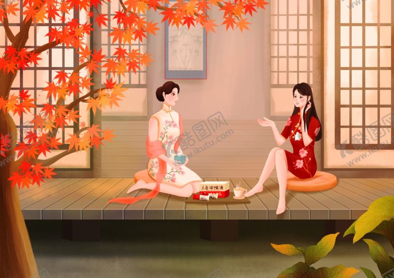 编号：18495810150128525485【酷图网】源文件下载-女性养生插画之人参浓缩液