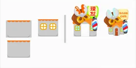 理发店设计娃娃家尺量图火焰