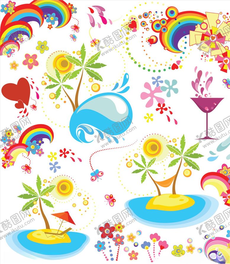 编号：15551710090000301086【酷图网】源文件下载-矢量夏天花纹花朵