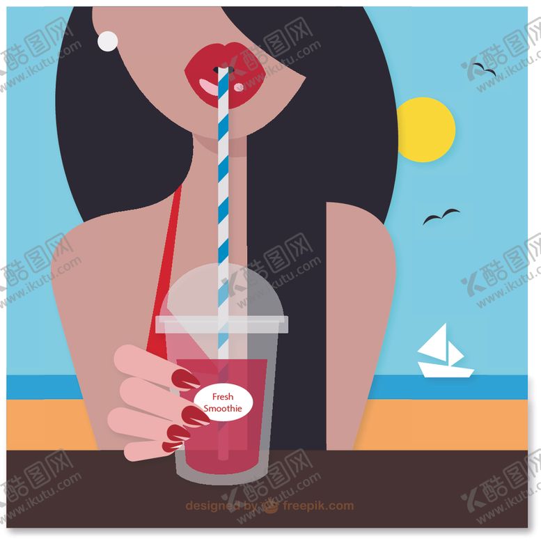 编号：16190210010522307455【酷图网】源文件下载-女人喝新鲜冰沙