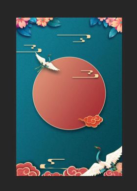 中国风背景水墨山水画自然祥云