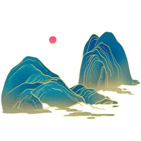 背景素材国潮山水祥云水墨