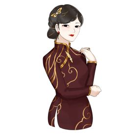 古代女子风手绘美中国风中国风素材柔情似水