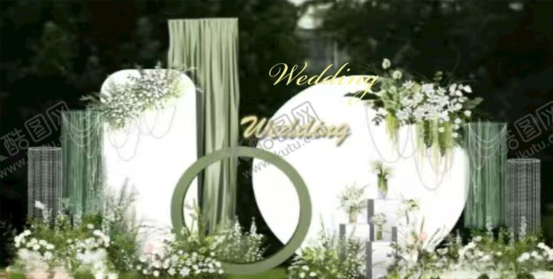 编号：87207104032052333445【酷图网】源文件下载-清新白色系婚礼场景布置