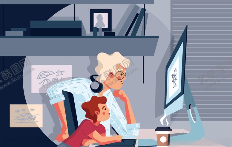 编号：87014010131621531403【酷图网】源文件下载-亲子卡通人物插画