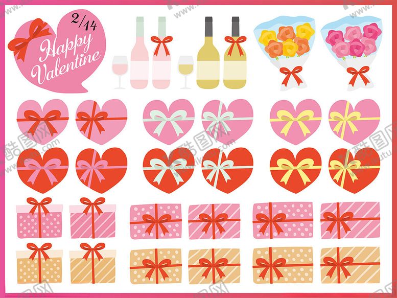 编号：46688910150007205923【酷图网】源文件下载-情人节装饰素材大集合