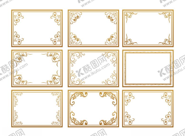 编号：99680611210114084685【酷图网】源文件下载-金色花纹边框
