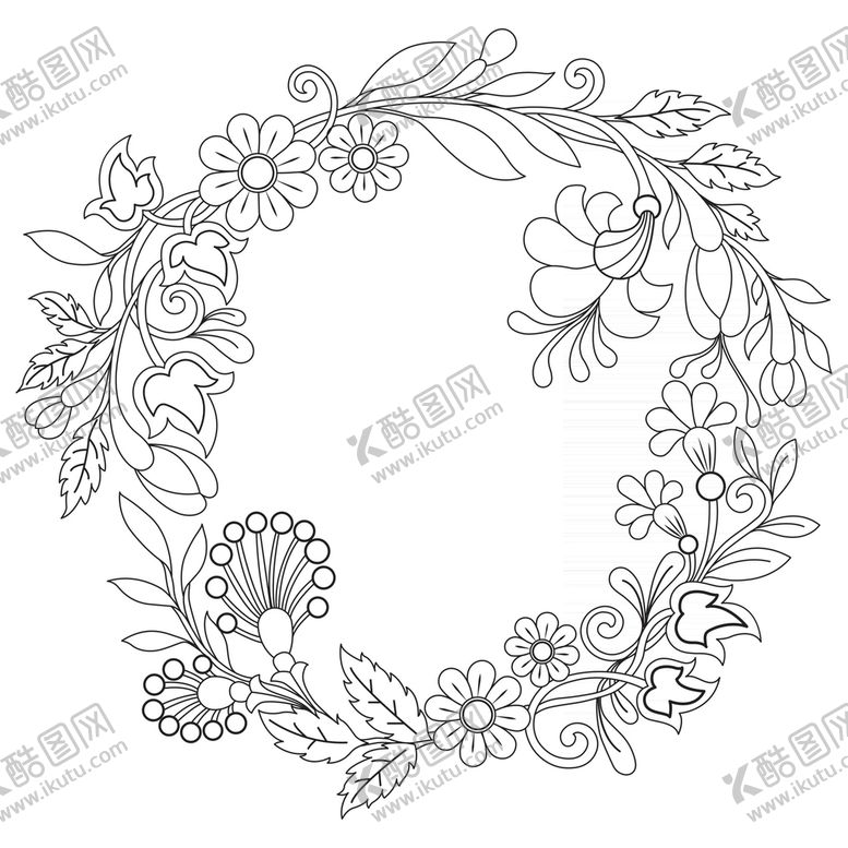 编号：43067809180105315621【酷图网】源文件下载-白描装饰花纹