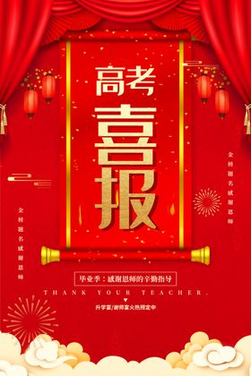 喜报金榜题名请柬状元宴会烟花金榜题名帖