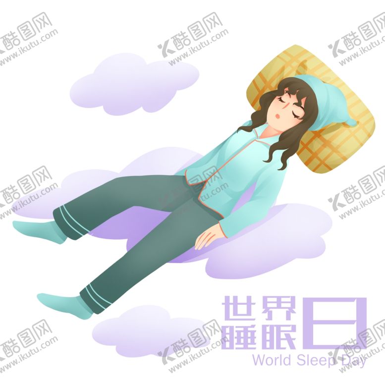 编号：15067511010408178563【酷图网】源文件下载-在云朵睡觉的女孩