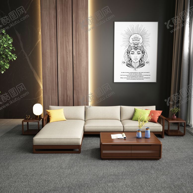 编号：15512606190243443794【酷图网】源文件下载-实木沙发