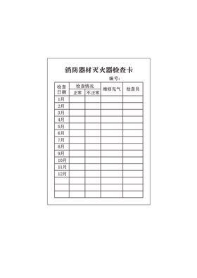 消防器材灭火器检查卡