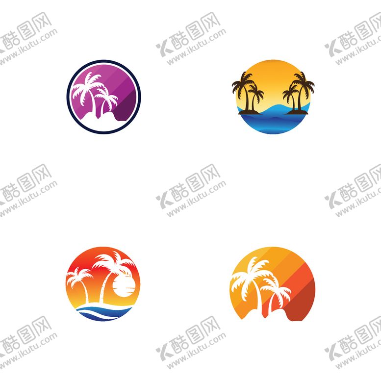 编号：54078910071230407304【酷图网】源文件下载-沙滩度假椰子树logo