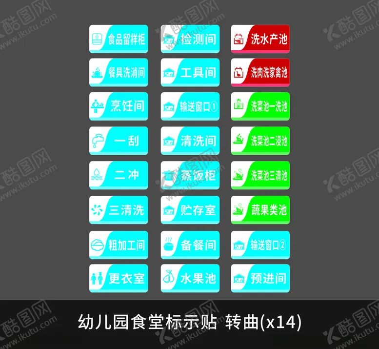 编号：57577502251417352852【酷图网】源文件下载-幼儿园厨房标示贴