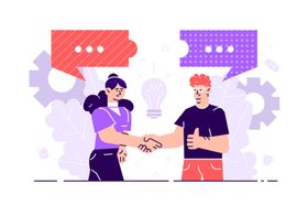 卡通人物金融IT电脑情侣