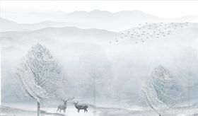 水墨山水背景墙