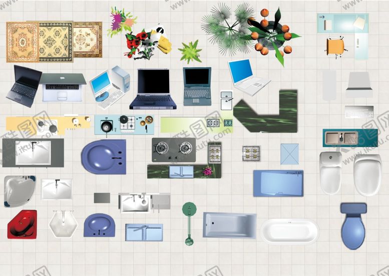 编号：24313110110105445738【酷图网】源文件下载-室内家具平面彩图