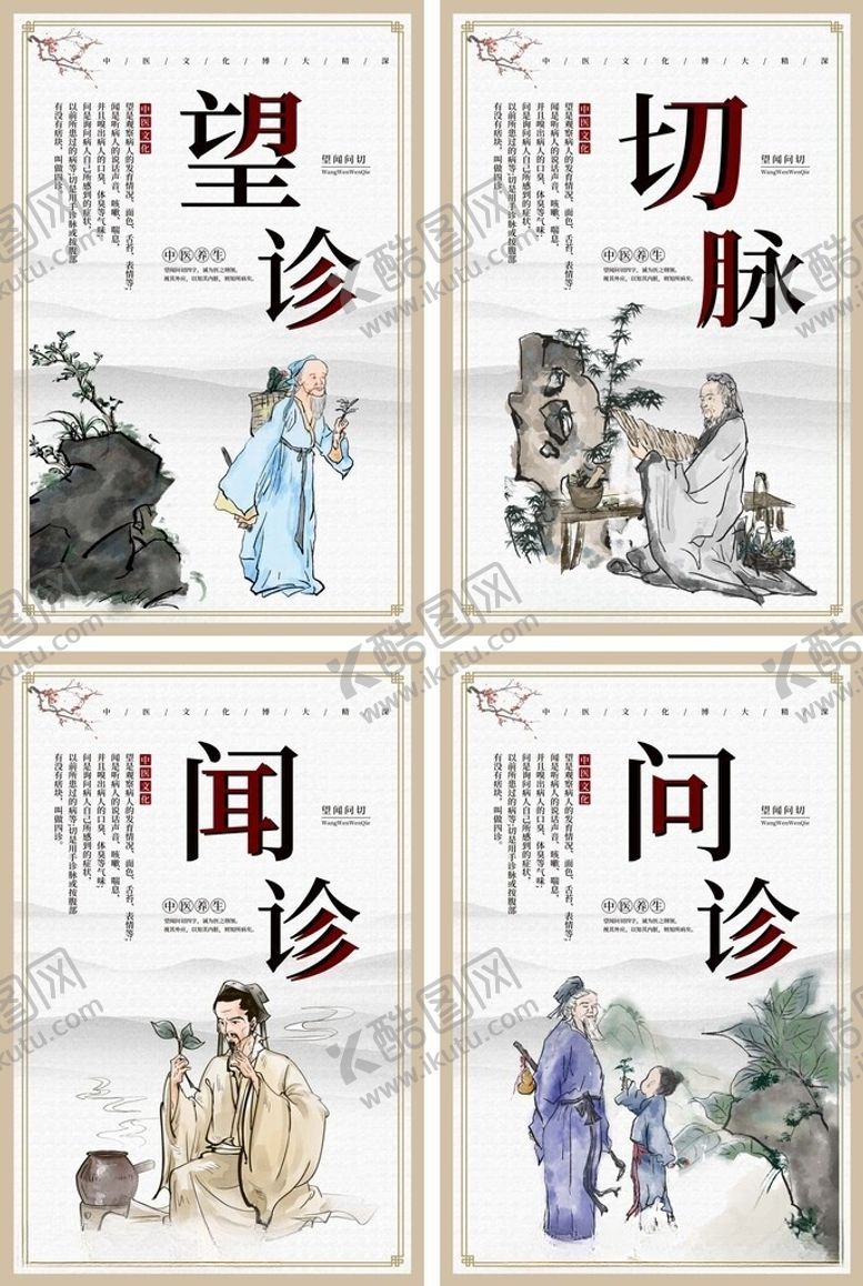 编号：74197206111113042977【酷图网】源文件下载-望闻问切中医文化系列海报