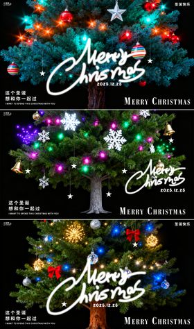 圣诞节圣诞树活动展板