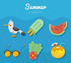 精致夏季海滩元素