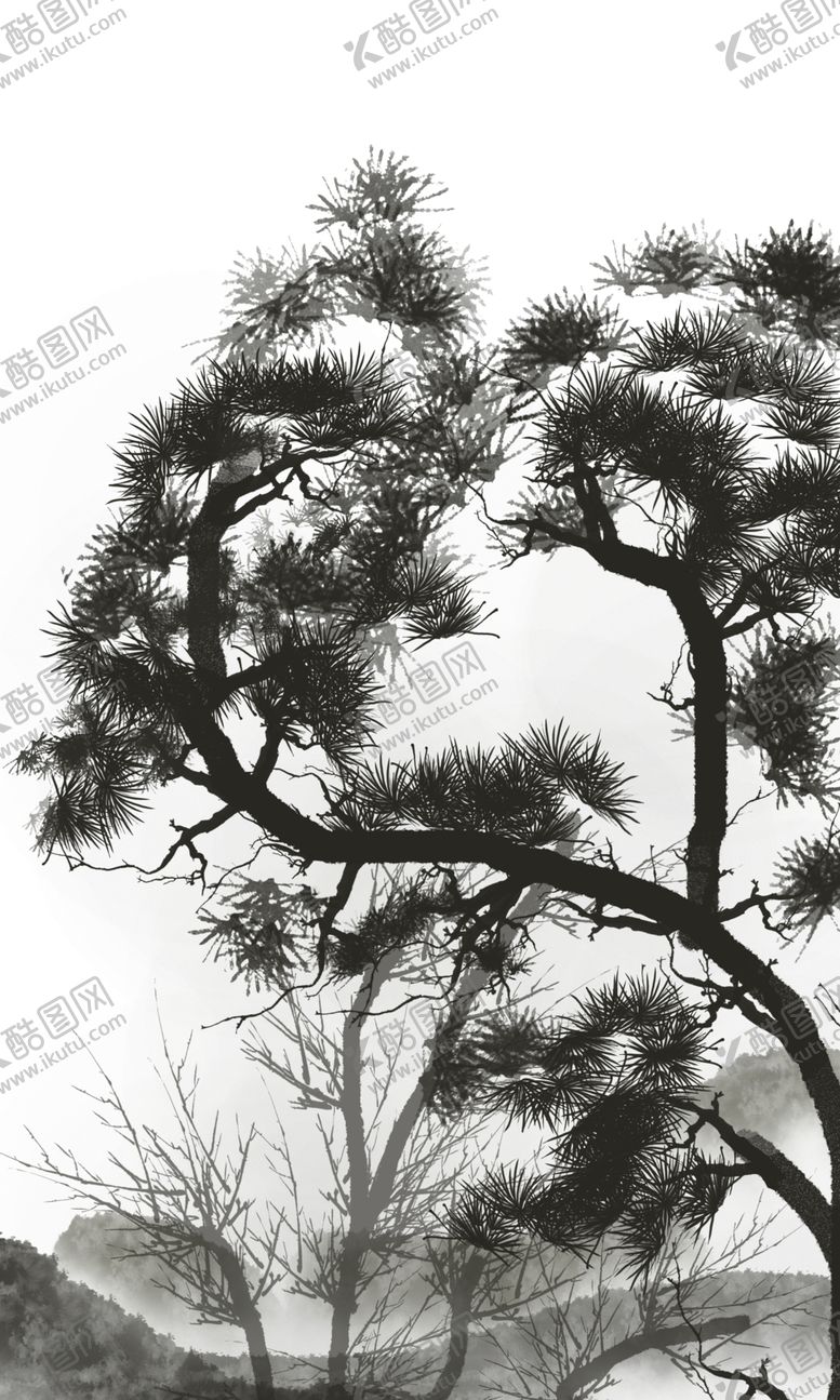 编号：68897705100247526790【酷图网】源文件下载-水墨中国风迎客松