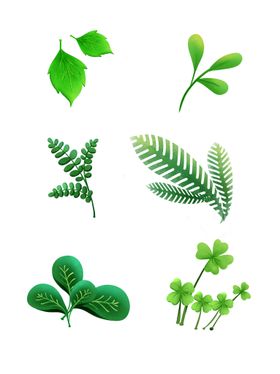 叶子春天植物素材春天绿色小花花环春天花奔