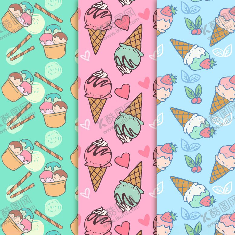 编号：75206511172337448958【酷图网】源文件下载-甜美冰淇淋蛋糕图案布料