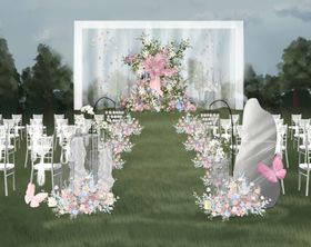 蓝粉色草坪户外主舞台