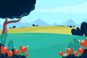 矢量春天背景风地形风壁纸壁纸插图