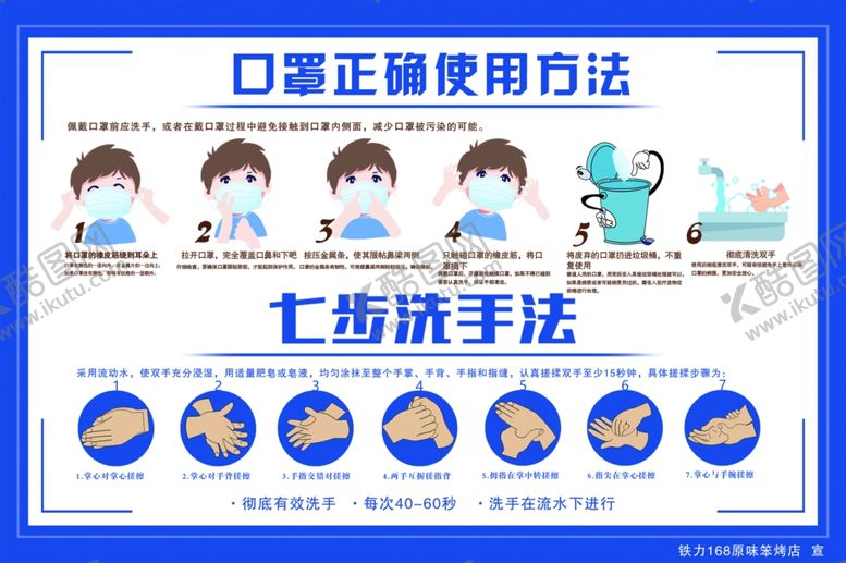 编号：36572309270447231804【酷图网】源文件下载-口罩正确使用方法及七步洗手法