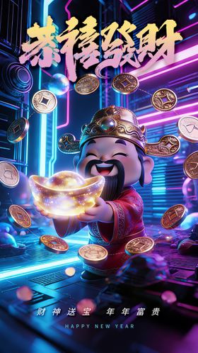 迎财神节气年味年俗海报 