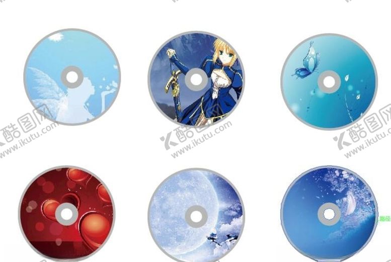 编号：12565509171404111985【酷图网】源文件下载-6个不同矢量光盘高清