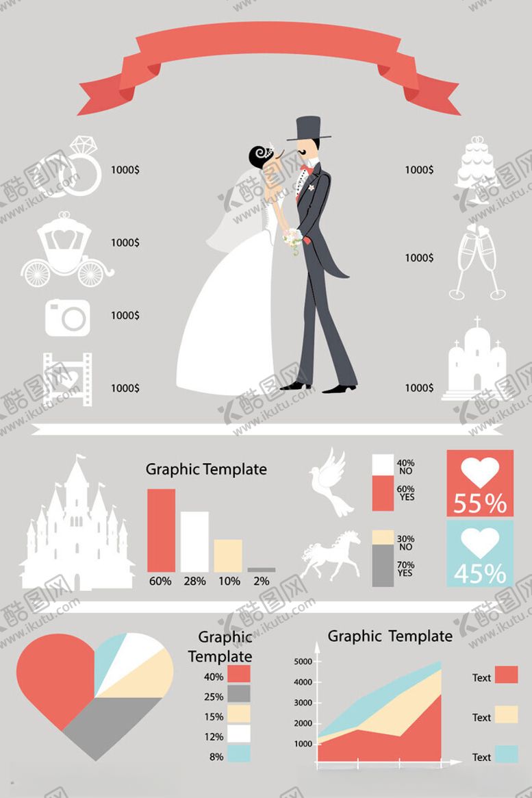 编号：97651704061530008620【酷图网】源文件下载-婚礼数据图表与新人形象